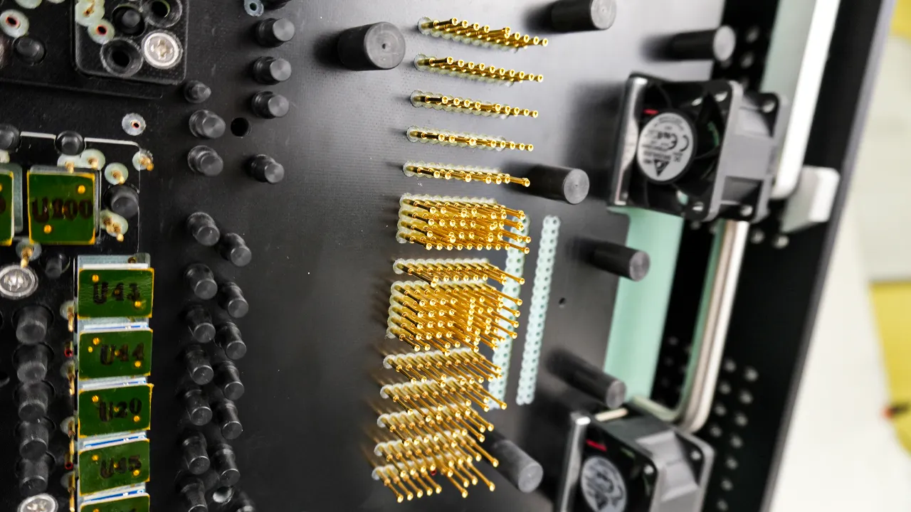 Gallery Close up – 1 Actuation pins inside of an In Circuit Test Fixture