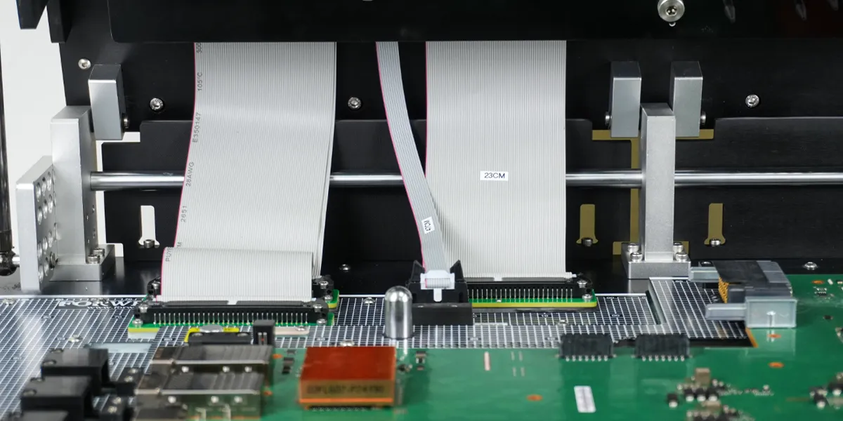 Wireless In-Circuit Test Fixture - Close Up Ribbons