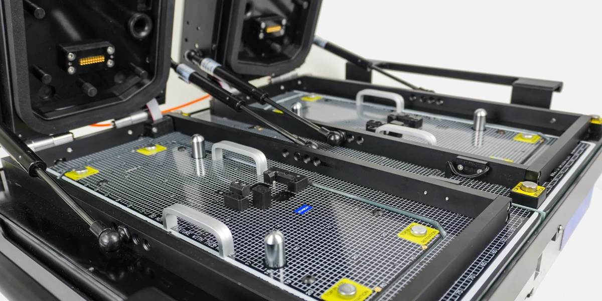 close up side view – gallery close up side view of a dual well ICT Test fixture - gallery