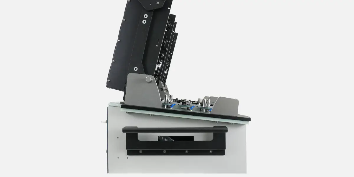 sideview-profile-63254-webp Side view of in circuit test fixture, dual well.