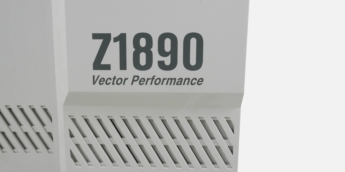 Front-System-Brand-Z1890 Teradyne, z1890 test system refurbished close up of 'vector performance' logo.