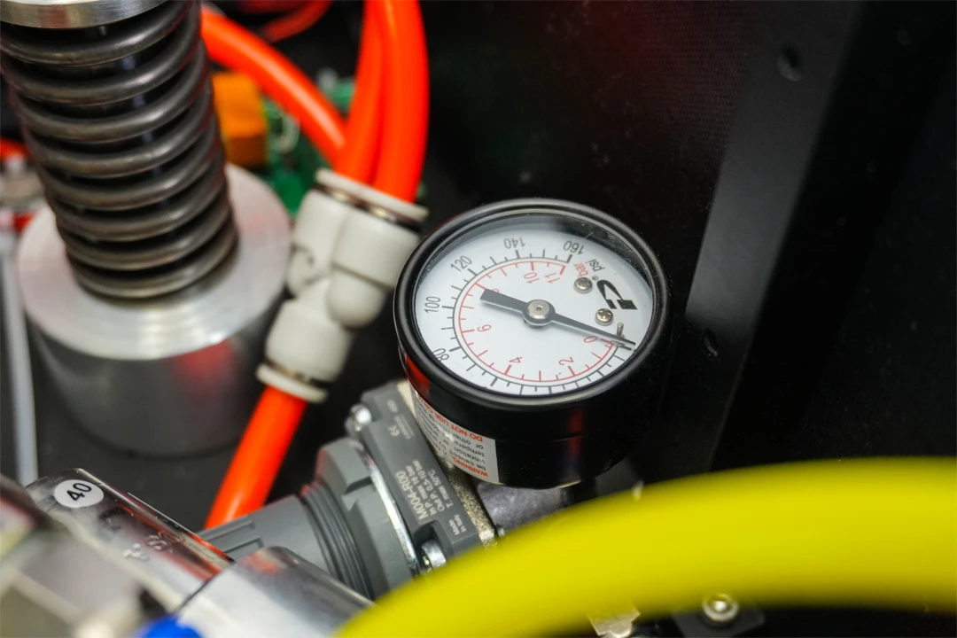 Guage-Close-Up1 Pressure gauge inside of an In Circuit test fixture.