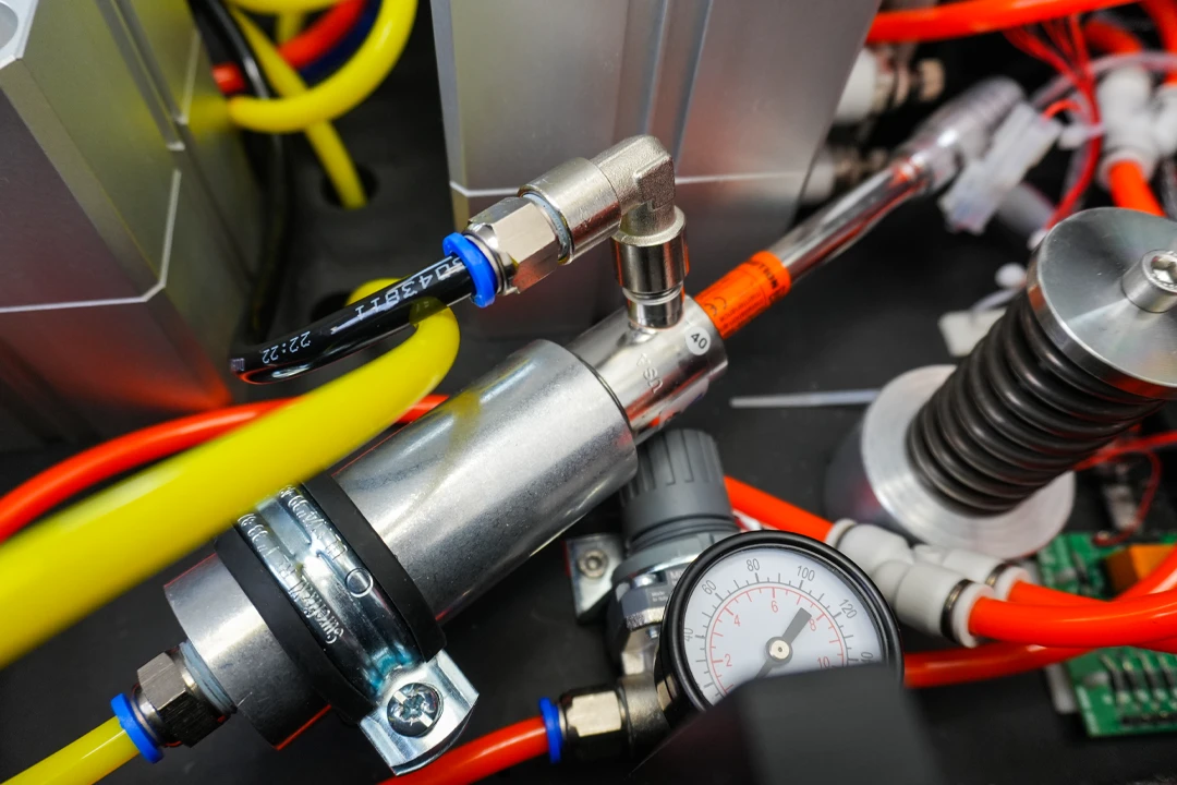 Guage-Close-Up2 Pressure gauge inside of an in circuit test fixture.