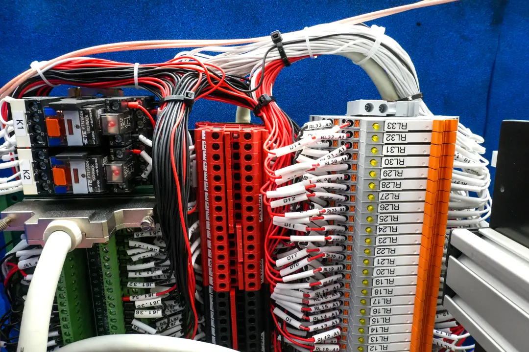 RF-Fixture-red-wires RF Test Fixture, internal wiring.