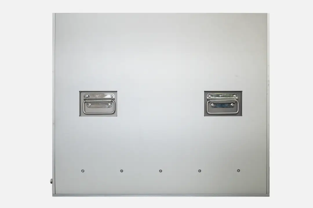 RF-Fixture-side-on-wide RF Test fixture, side on view with handles on fixture.