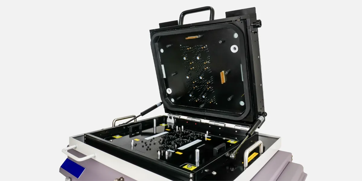 Top-lid-side-on-open Spectrum Test Fixture - side on open