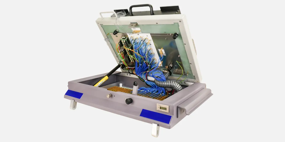 internal-side-on-view Spectrum Test Fixture - side angle open bottom