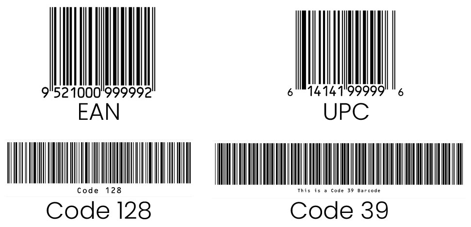 Image displaying the barcode types accepted by the automatic scanner.